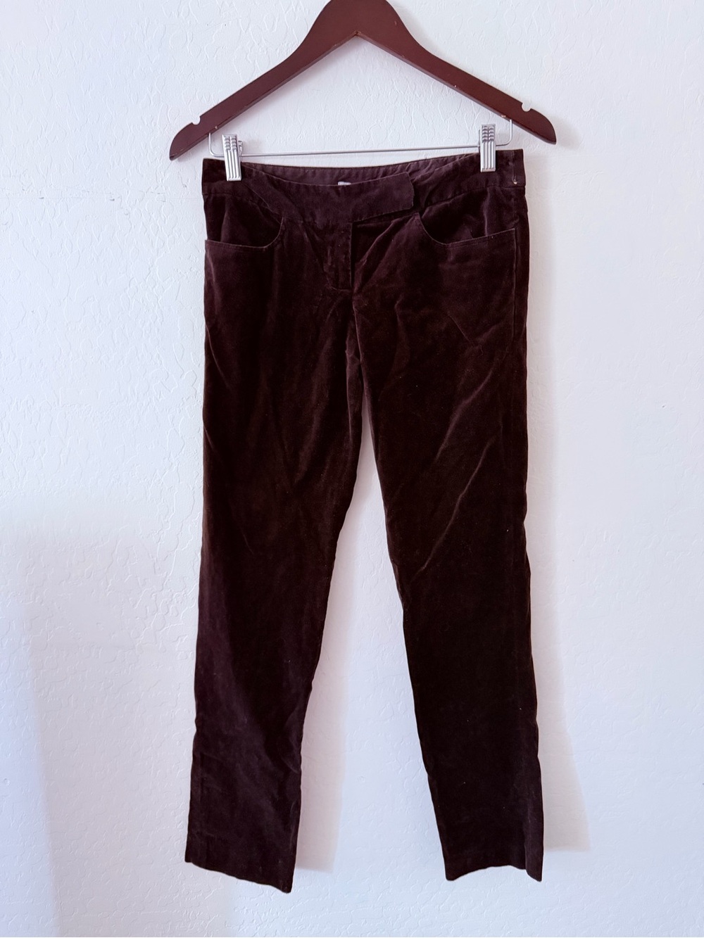 Diane von Furstenberg DVF Brown Velvet Pants Size 2 Stretch Straight Leg